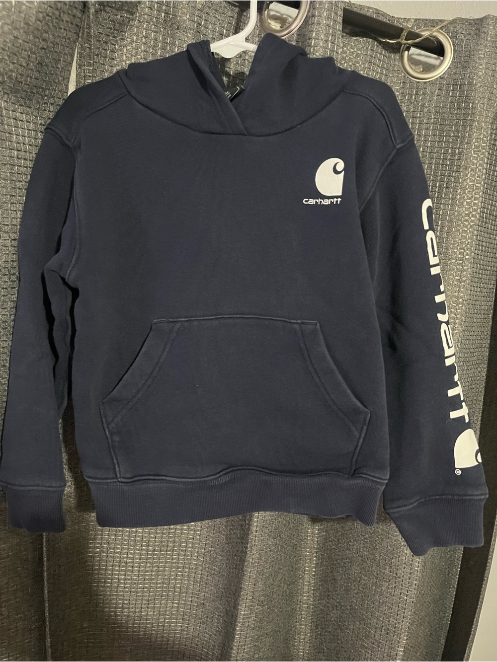 Carhartt kids Navy Pullover Crewneck Hoodie with White Logo